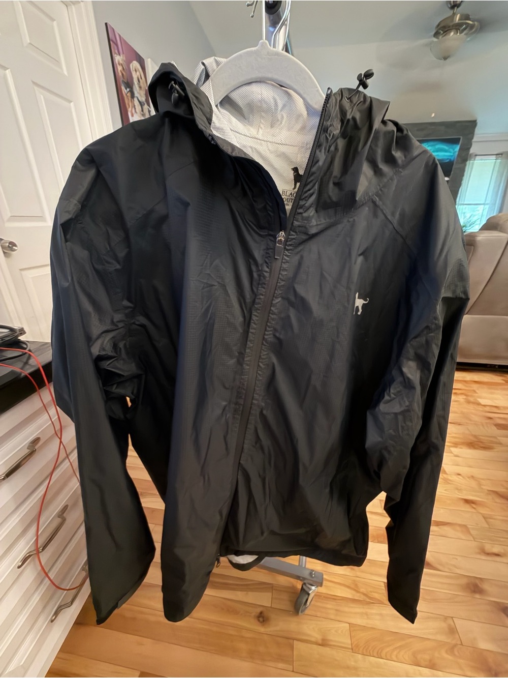 The Black Dog Black Hooded Windbreaker Jacket